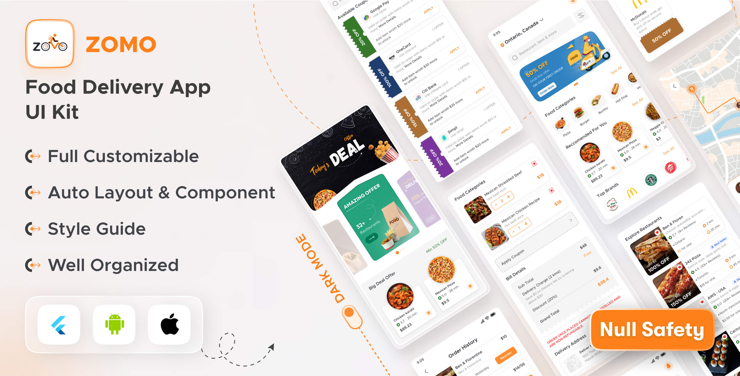 Online Organic Food Delivery & Grocery Market React Native App UI Kit - Zomo